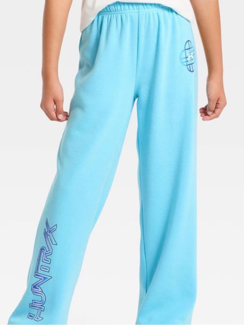 KPop Demon Hunters Girls' Huntrix Golden Fleece Jogger Pants, XL/14 - Blue